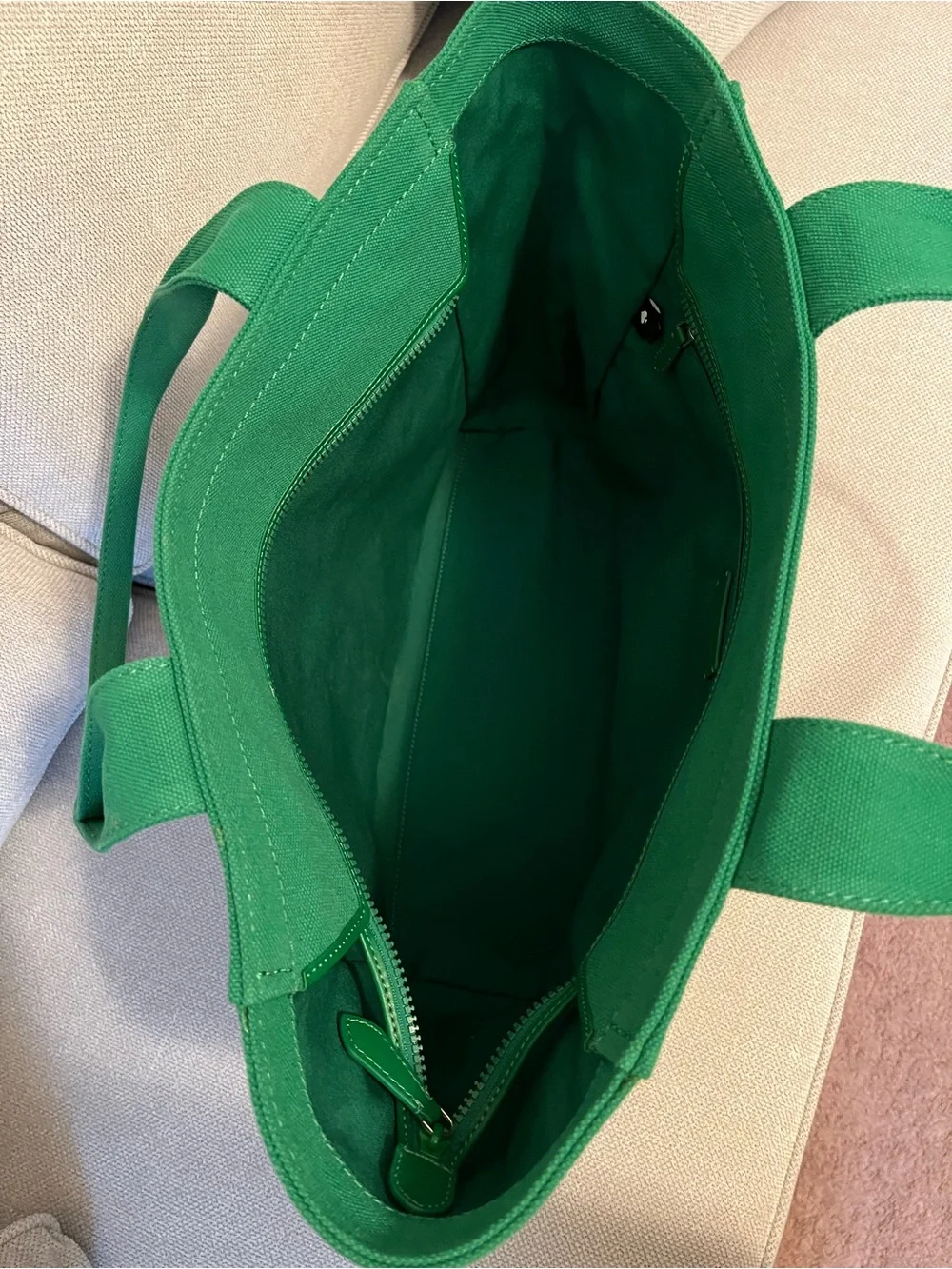 kate spade Green & Cream Striped Large Canvas Tote